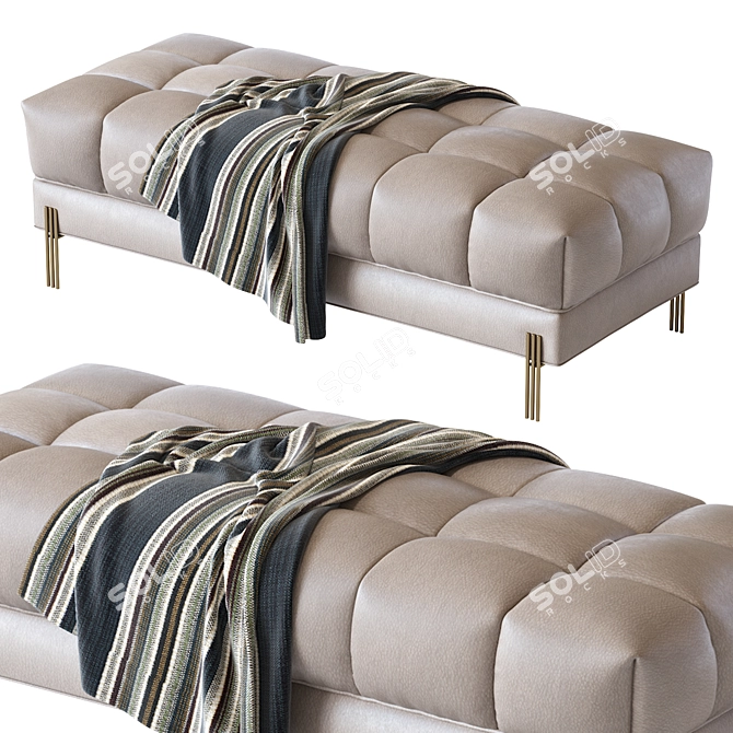 Luxurious Sienna Velvet Bench with Brushed Brass Legs 3D model image 2