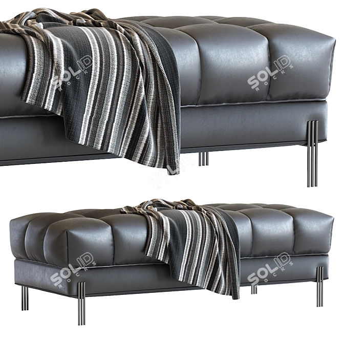 Luxurious Sienna Velvet Bench with Brushed Brass Legs 3D model image 3