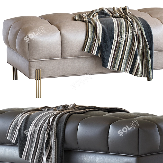 Luxurious Sienna Velvet Bench with Brushed Brass Legs 3D model image 4