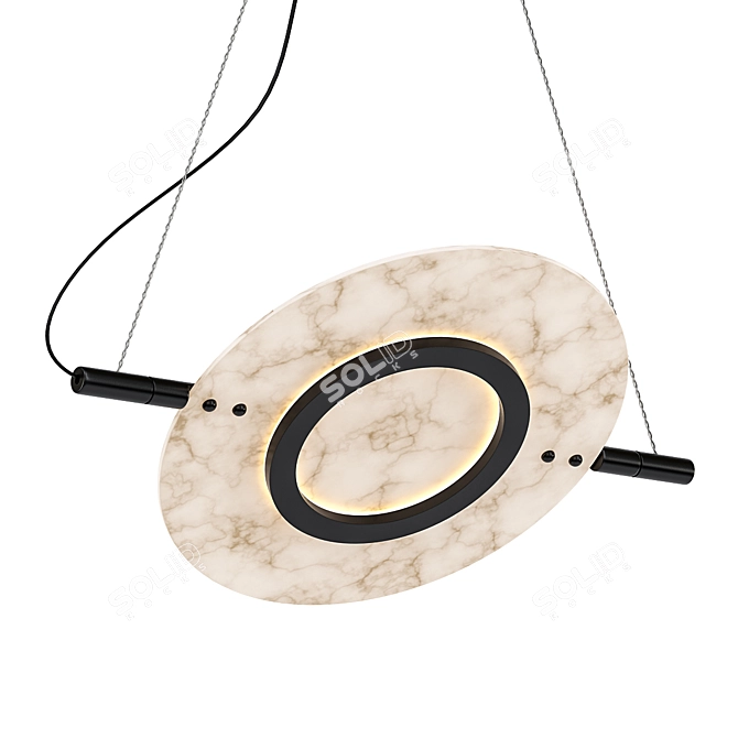 Designer LED Chandelier with Marble Disk Diffuser 3D model image 1