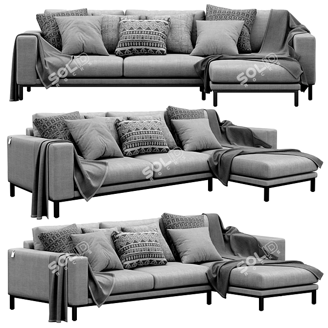 Delavega F207: Stylish Sofa with Unwrapped UVs! 3D model image 1