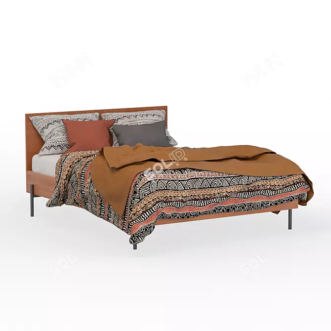 Vintage Lodge Bed with Metal Legs 3D model image 1