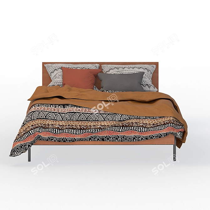 Vintage Lodge Bed with Metal Legs 3D model image 2