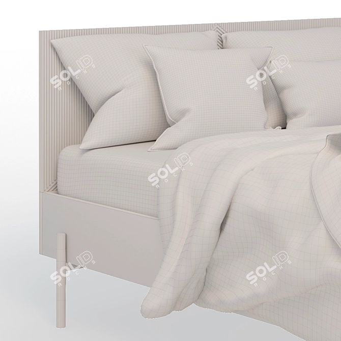 Vintage Lodge Bed with Metal Legs 3D model image 4