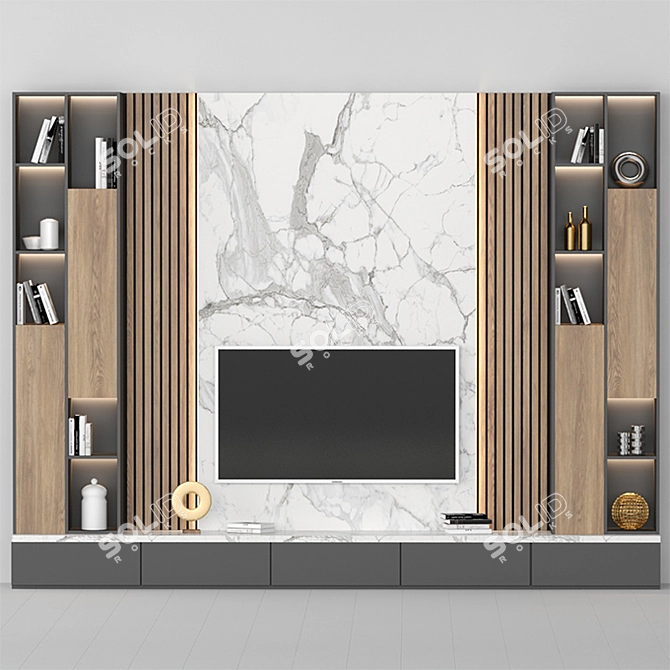 Modern TV Stand 038: Stylish and Functional 3D model image 1