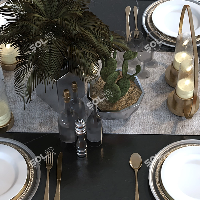 Modern Dining Table Set 013 3D model image 2