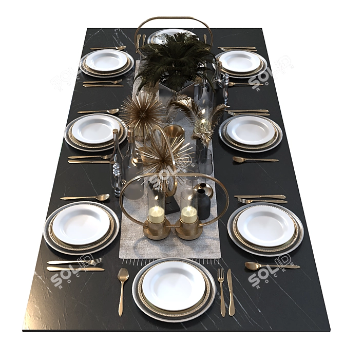 Modern Dining Table Set 013 3D model image 5