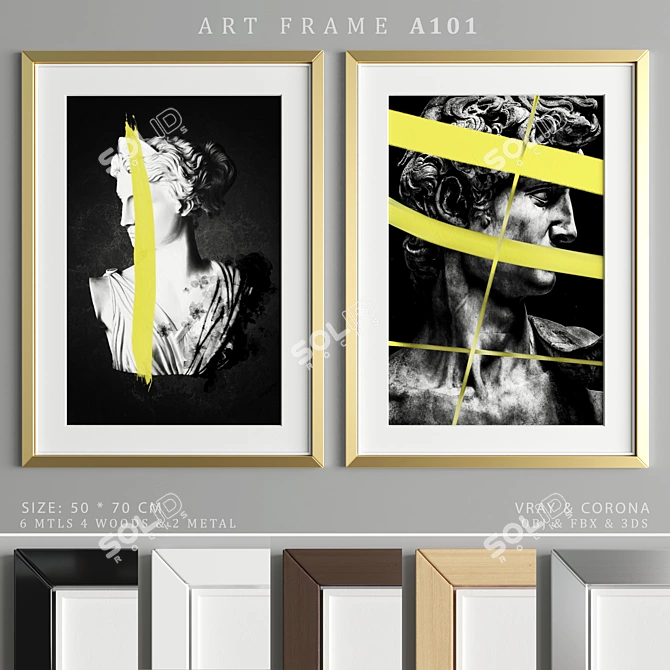 Elegant Art Frame: A101 3D model image 1