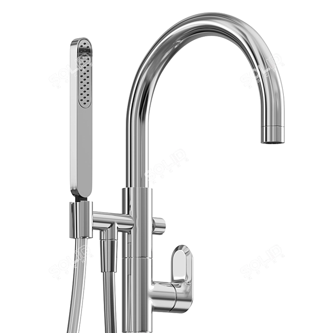 Modern Single Lever Bath Shower Mixer 3D model image 2