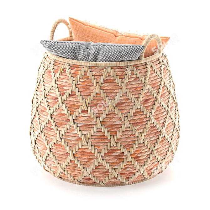 Decorative Pillow Basket 3D model image 2