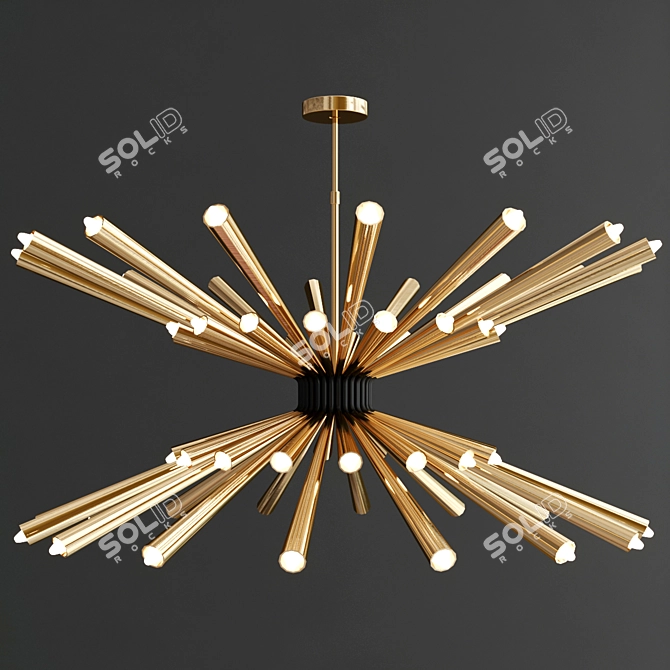 Delightfull DORSEY Chandelier: Elegant Brass Black Lighting 3D model image 1