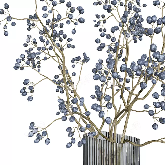 Blue Berry Branch Bouquet 3D model image 4