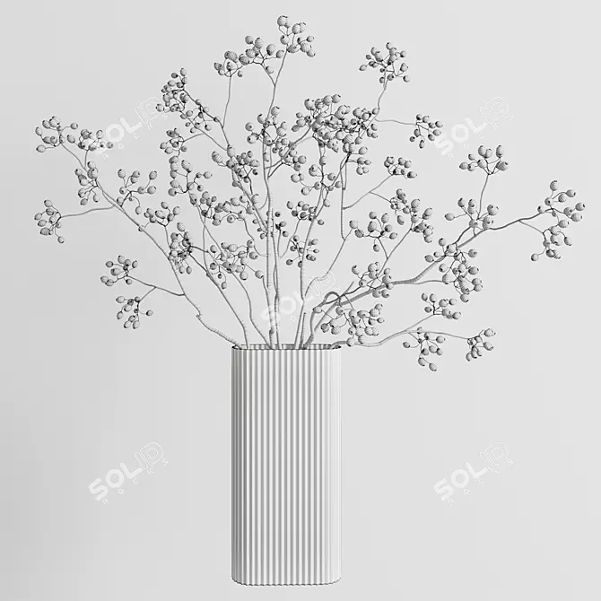 Blue Berry Branch Bouquet 3D model image 5