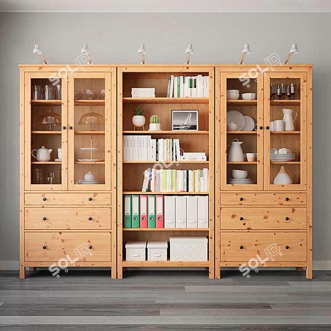 Hemnes Storage Combination - White Stained Oak 3D model image 2