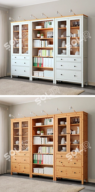 Hemnes Storage Combination - White Stained Oak 3D model image 3