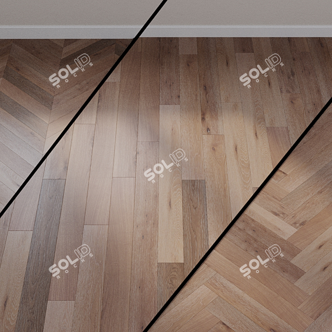 Snow Oak Classic Parquet: Timeless Elegance 3D model image 1