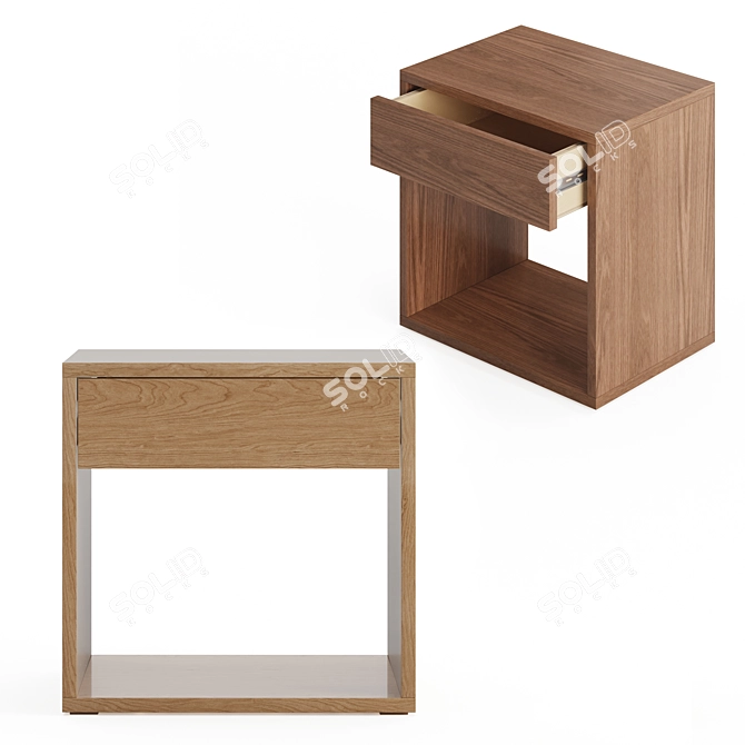 Modern Cube Bedside Table with Storage 3D model image 1