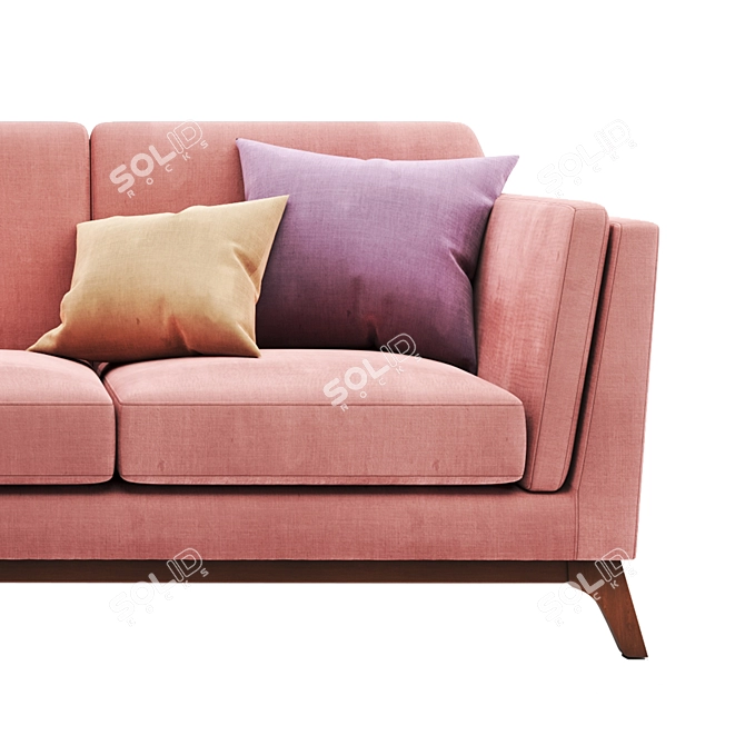 Contemporary Fabric and Wood Sofa 3D model image 3