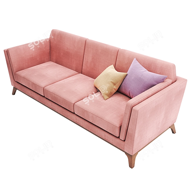 Contemporary Fabric and Wood Sofa 3D model image 4