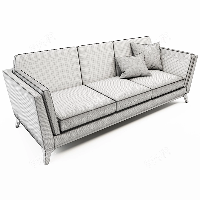 Contemporary Fabric and Wood Sofa 3D model image 5