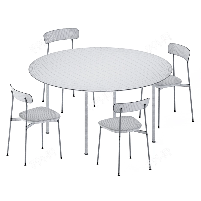 Elegant Crawford Dining Table 3D model image 2