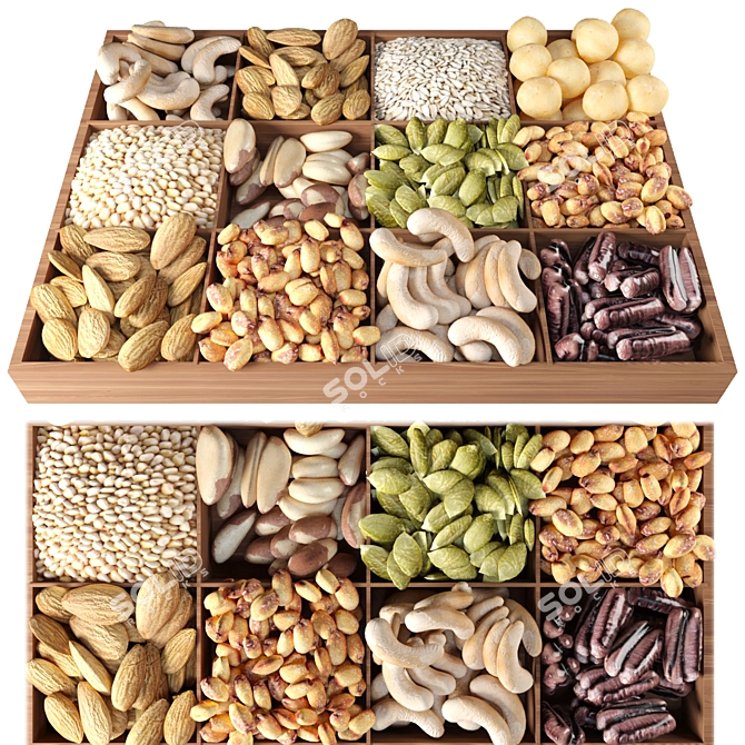 Assorted Nut Mix: Almonds, Hazelnuts, Cashews, Peanuts 3D model image 1