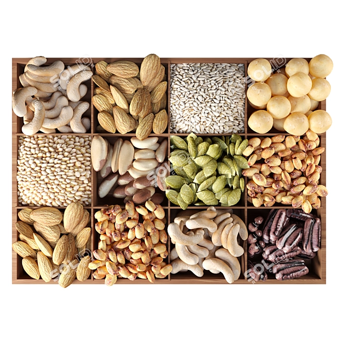 Assorted Nut Mix: Almonds, Hazelnuts, Cashews, Peanuts 3D model image 2