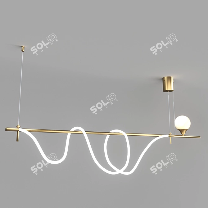 Modern Brass Pendant Light 3D model image 1