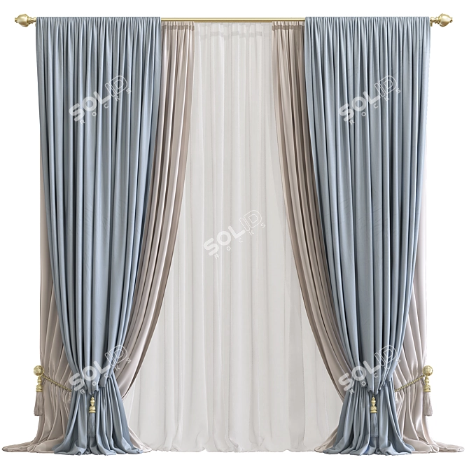 Modern Mesh Curtain 815 3D model image 1