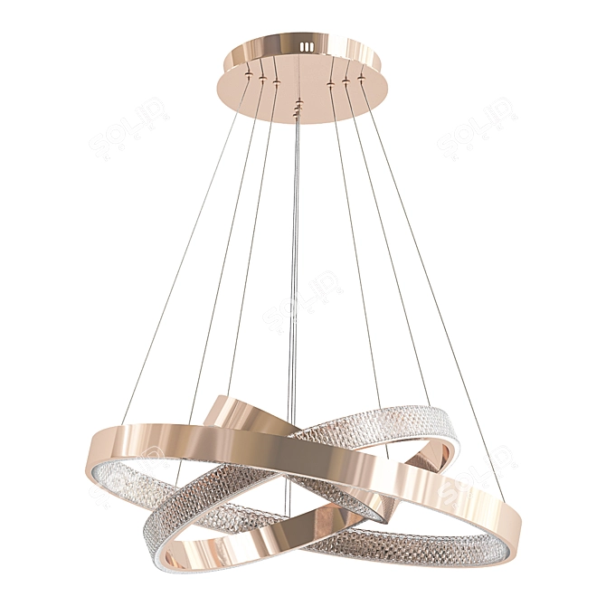 Elegant Gold Ring Chandelier 3D model image 1