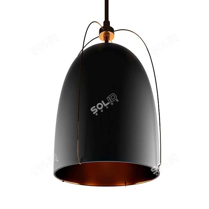 Modern Dome Pendant With Brass Rod | Haleigh 8 3D model image 2