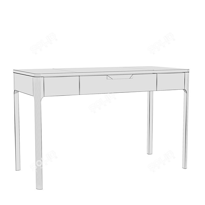 Modern Walnut Writing Desk with Calacatta Marble Top 3D model image 2