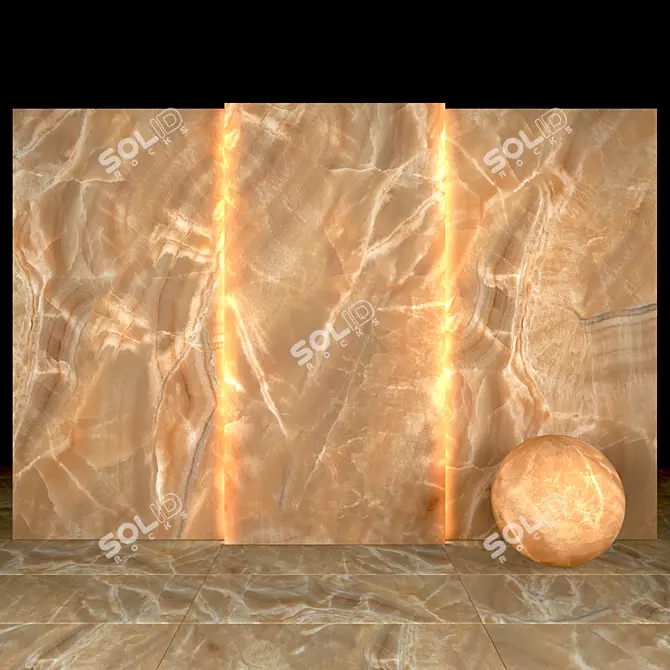 Glossy Orange Onyx Slabs: 8 Textured Options 3D model image 1