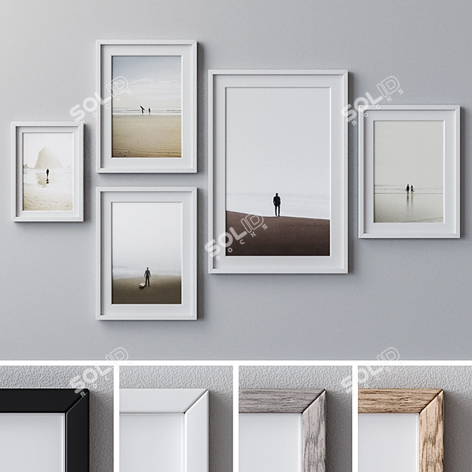 Multi-Color Frames Set for A4, 30x40 cm, and 50x70 cm Photos 3D model image 1