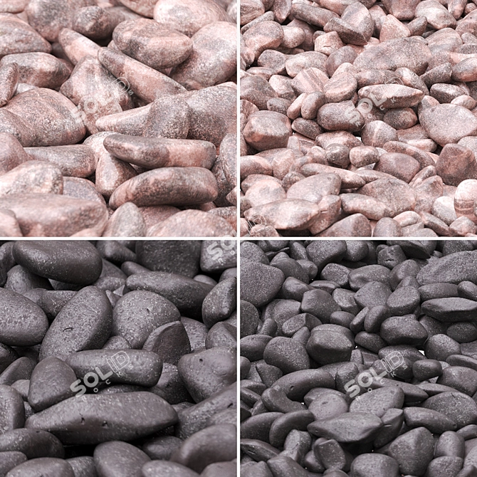 Zebra Marble Quartzite Pebbles 3D model image 7