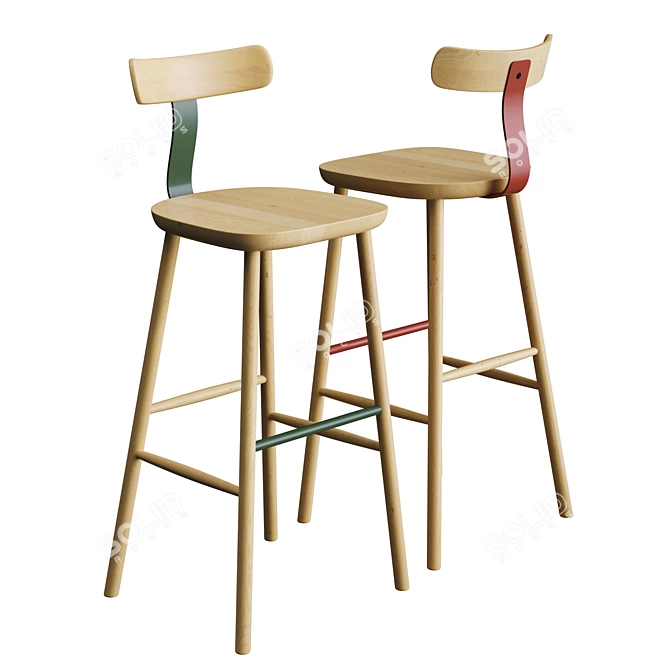 Maruni T3 High Bar Stool: Elegant Design & Versatile Choices 3D model image 1