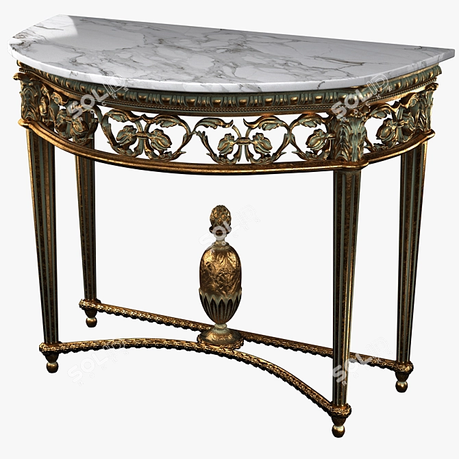 Opulent Louis XVI Giltwood Console 3D model image 2