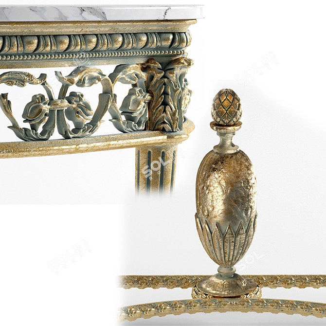 Opulent Louis XVI Giltwood Console 3D model image 5