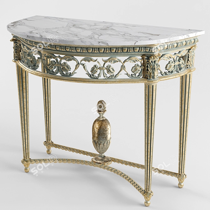 Opulent Louis XVI Giltwood Console 3D model image 6