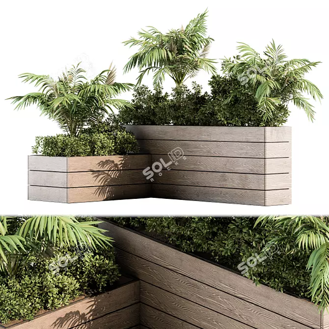 Tropical Escape: Wooden Plant Box 3D model image 1