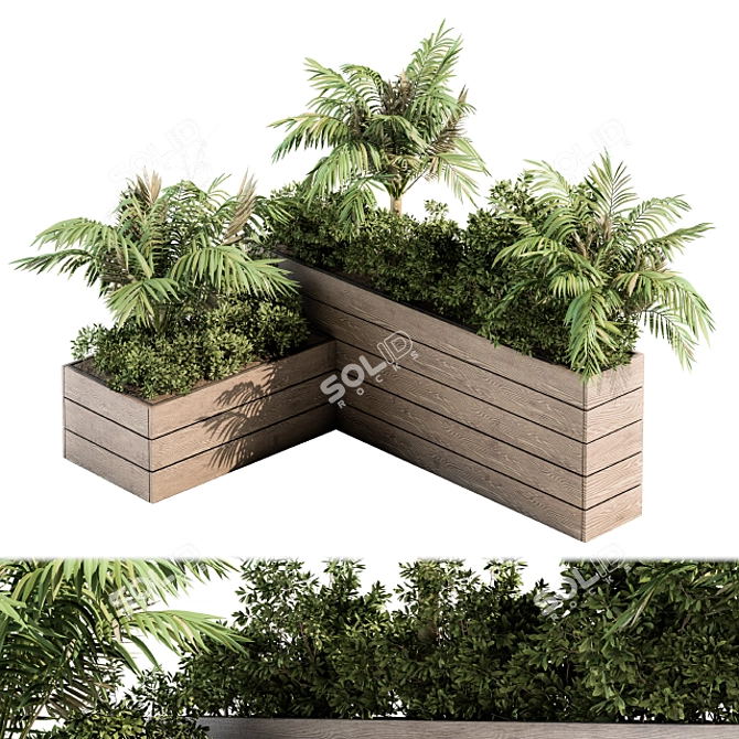 Tropical Escape: Wooden Plant Box 3D model image 2
