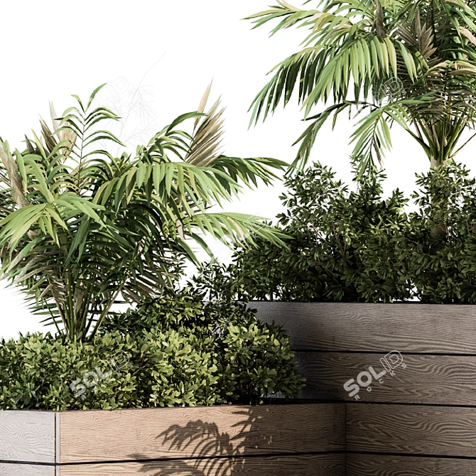 Tropical Escape: Wooden Plant Box 3D model image 3