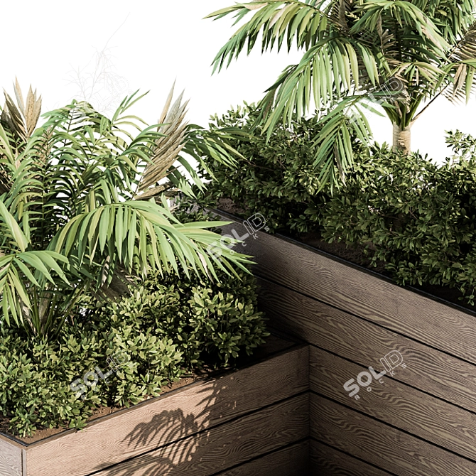 Tropical Escape: Wooden Plant Box 3D model image 4