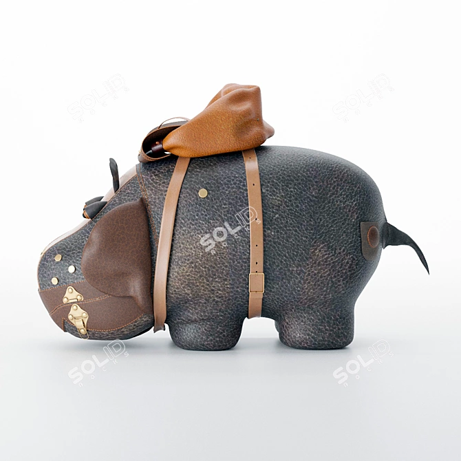 Adorable Hippo Backpack 3D model image 3
