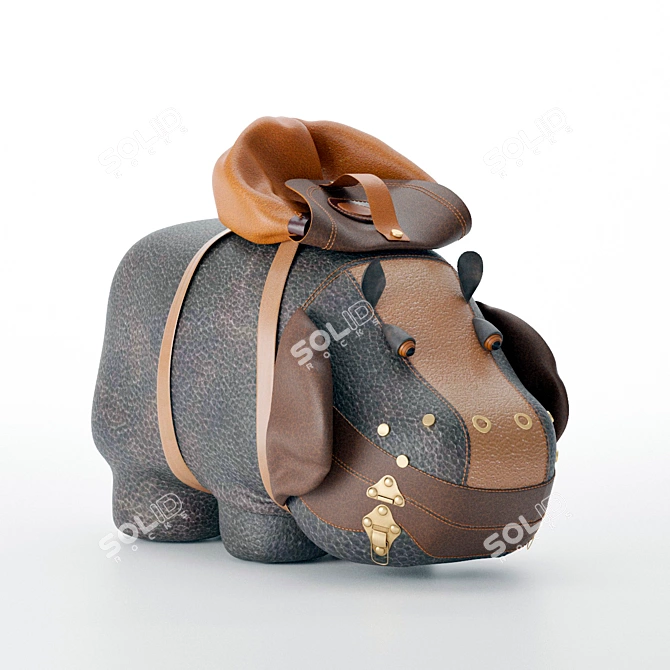 Adorable Hippo Backpack 3D model image 4