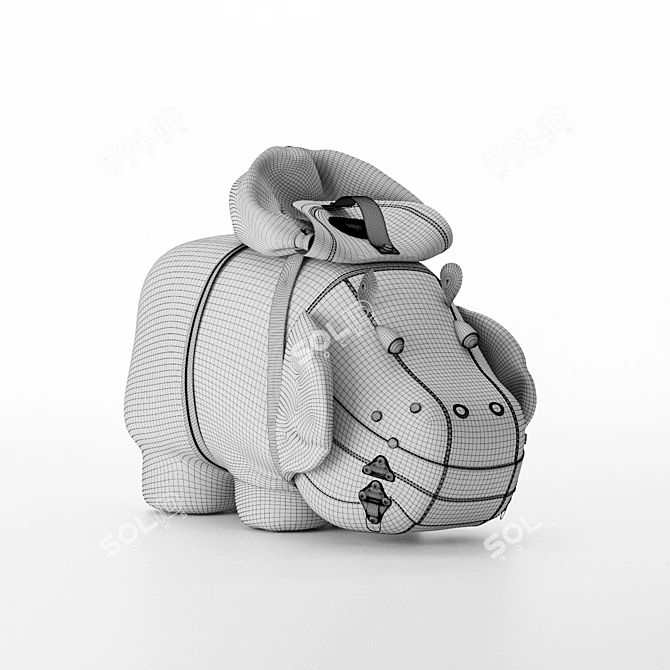 Adorable Hippo Backpack 3D model image 6