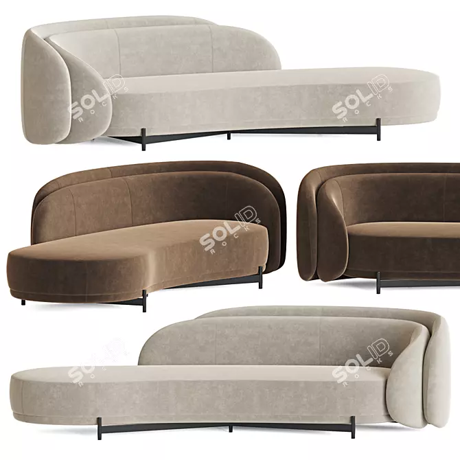 Layered Back Sofa - Stylish and Versatile Seating 3D model image 1