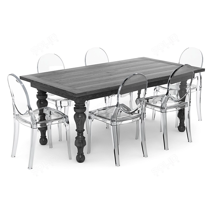 Modern Dining Table Set: Dining Table 89 3D model image 1