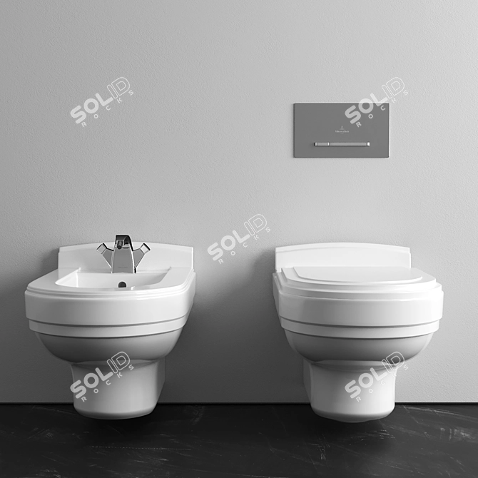 Strada Wall-Mounted Toilet & Bidet: Villeroy & Boch 3D model image 2