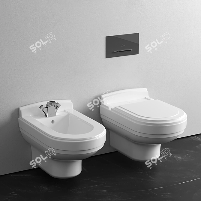 Strada Wall-Mounted Toilet & Bidet: Villeroy & Boch 3D model image 6